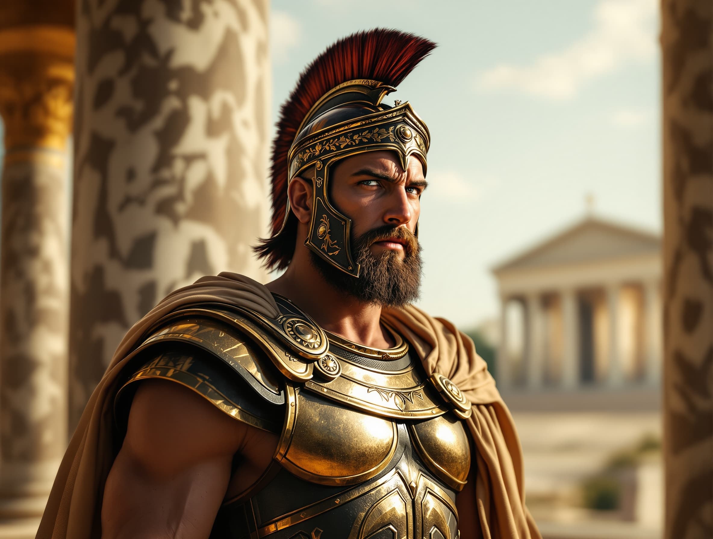 Portrait of achilles, painting in the style of linocut master, highly detailed photo, AF-S NIKKOR 24-70mm f/2.8G ED at 35mm, 32k UHD, Nikon d850