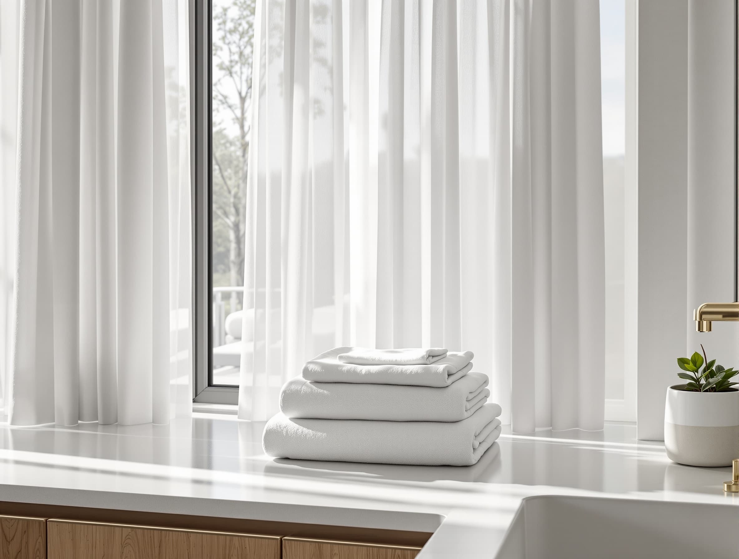 Scandinavian home interior, light oak wood furniture, neutral linen textures, soft cotton towels, natural daylight, clean styling, authentic IKEA catalog photography style